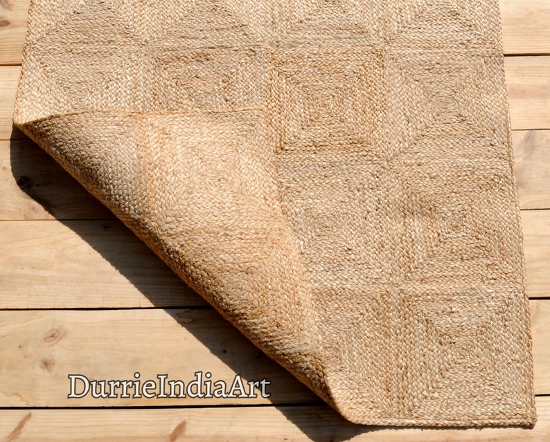 Natural Jute Rug Jute Braided Rug Bohemian Jute Rug Rectangular Jute Rug, Boho Decor Rug, Jute Area Rug, Square Jute rug Custom Size Rug Bild 8