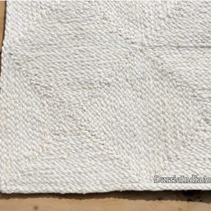 Off White Jute Area Rug - Ivory Beige Rug, Natural White Boho Jute Rug, Custom Size Rug, Indian Handwoven Rug, Bohemian Rug, White Large Rug