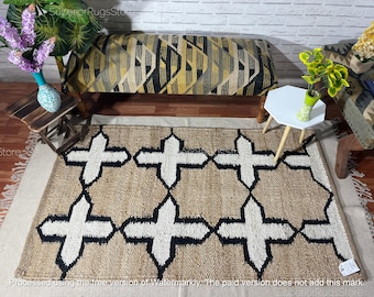 Handwoven Natural Jute Rug, Handmade Hemp Rug Custom Size Rug Vintage Area Rug Organic Fiber Rug Kitchen Rug Bohemian Rug Outdoor Boho Rug