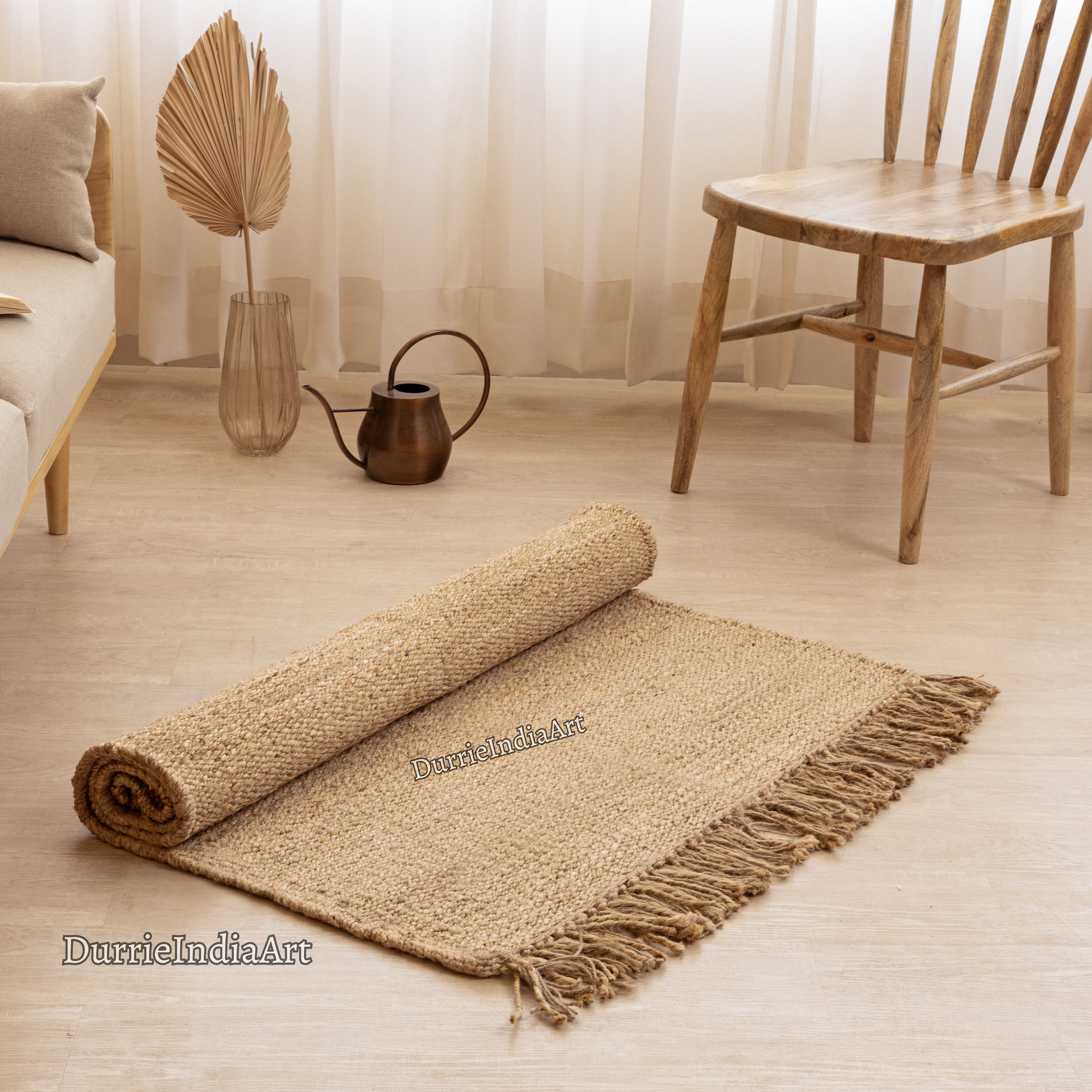 Handmade Woven Natural Jute Rugs With Fringe - Extra Large Natural Rug ...