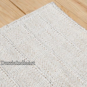Hemp Jute Rug, Jute Bed Side Rug, Jute Area Runner, Traditional, Natural, Handwoven Hemp Rug Dhurrie, Natural Jute Hemp Handbraided Rug