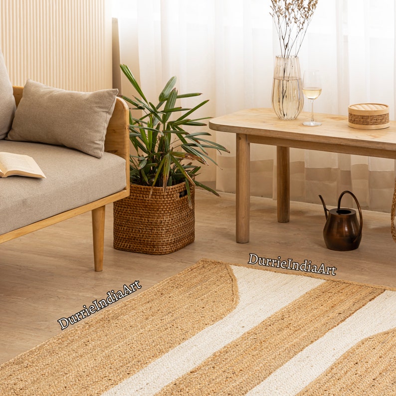 Indian Handwoven Jute Rug, Custom Size Natural Jute Rug, Living Room