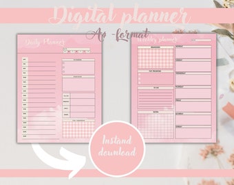 Printable planner. Goodnotes Planner, Daily Digital Planner, Weekly Digital Planner,Duo planners.