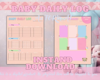 Baby Daily Log, Infant Daily Log,Activity Manager, Newborn Baby Tracker, Babysitting Helper, Weekly planner.