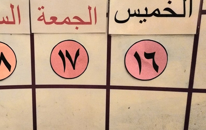May include: Three pink circles with black Arabic numerals inside. The numbers are 16, 17, and 18.