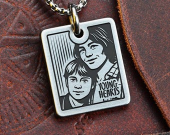 Colgante grande de acero inoxidable "Corazones jóvenes unidos" (Película, Orgullo adolescente gay, Crecimiento, Amor, Elias, Alex, Alexander, Juventud, Marius Lou) SB16346