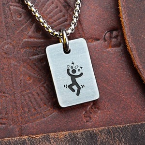 Stoned Small Stainless Steel Pendant (Grass Pot Marijuana Dope Cannabis Smoke High Dizzy) SB14092