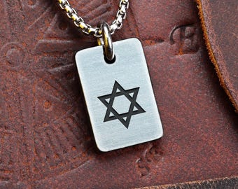 Colgante pequeño de acero inoxidable con la Estrella de David (Israel, Jesús, Torá, Magen, Dios religioso) SB13637