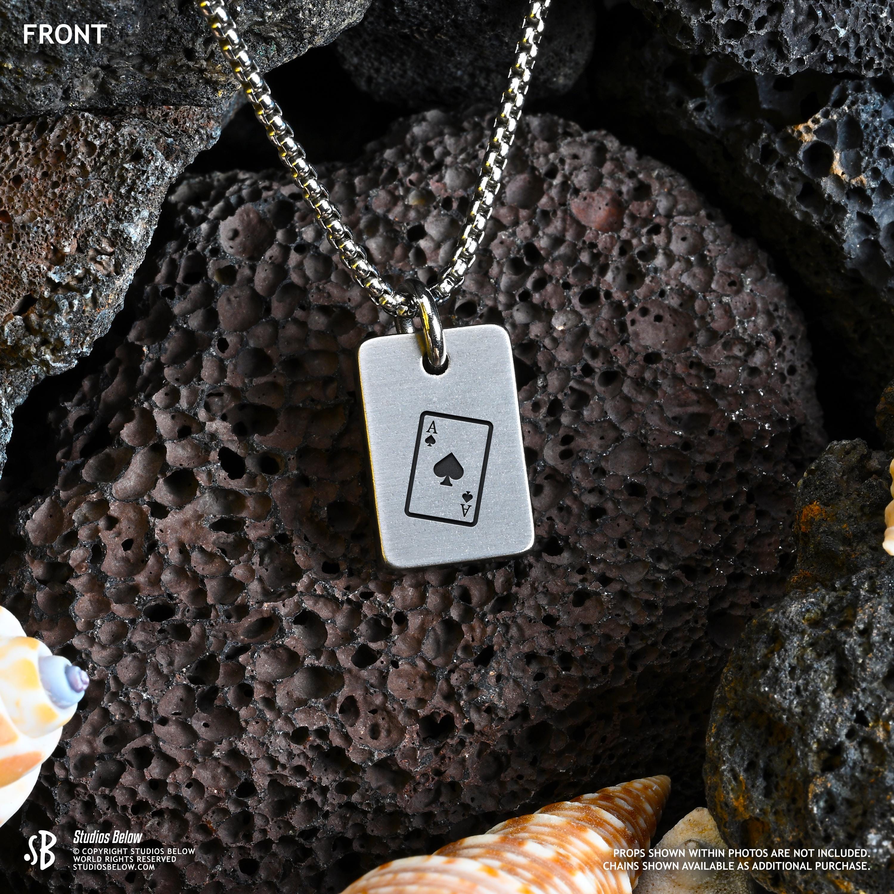 Ciondolo con Catena Acciaio Inox Pik Ass Poker Dog Tag Lucky