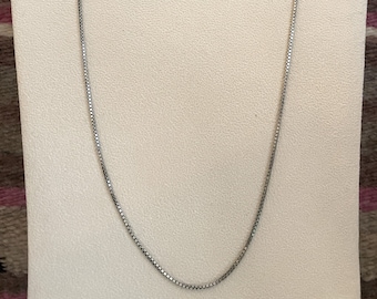 22” Italian Silver Box Chain; Oxidized Finish