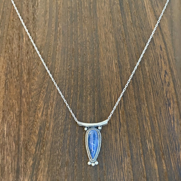 Navajo Lapis & Sterling Silver Necklace by Sharon McCarthy