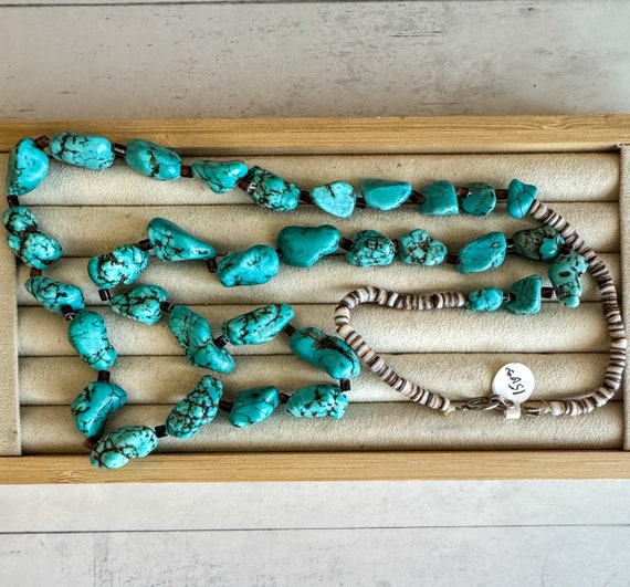 Vintage Santo Domingo Turquoise and Olive Heishi … - image 3