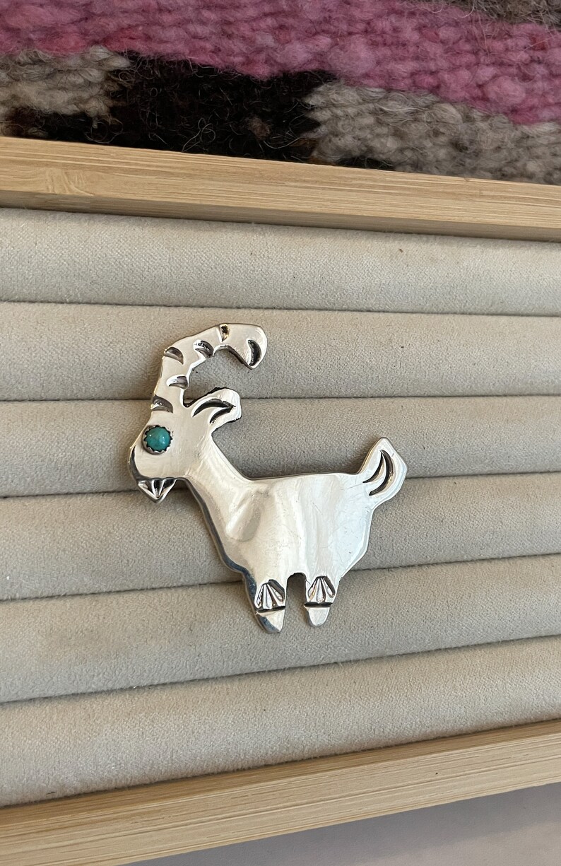 Gyat Pin Navajo Sterling Silver Goat Pin Brooch Handmade by Robby Manuelito - Etsy