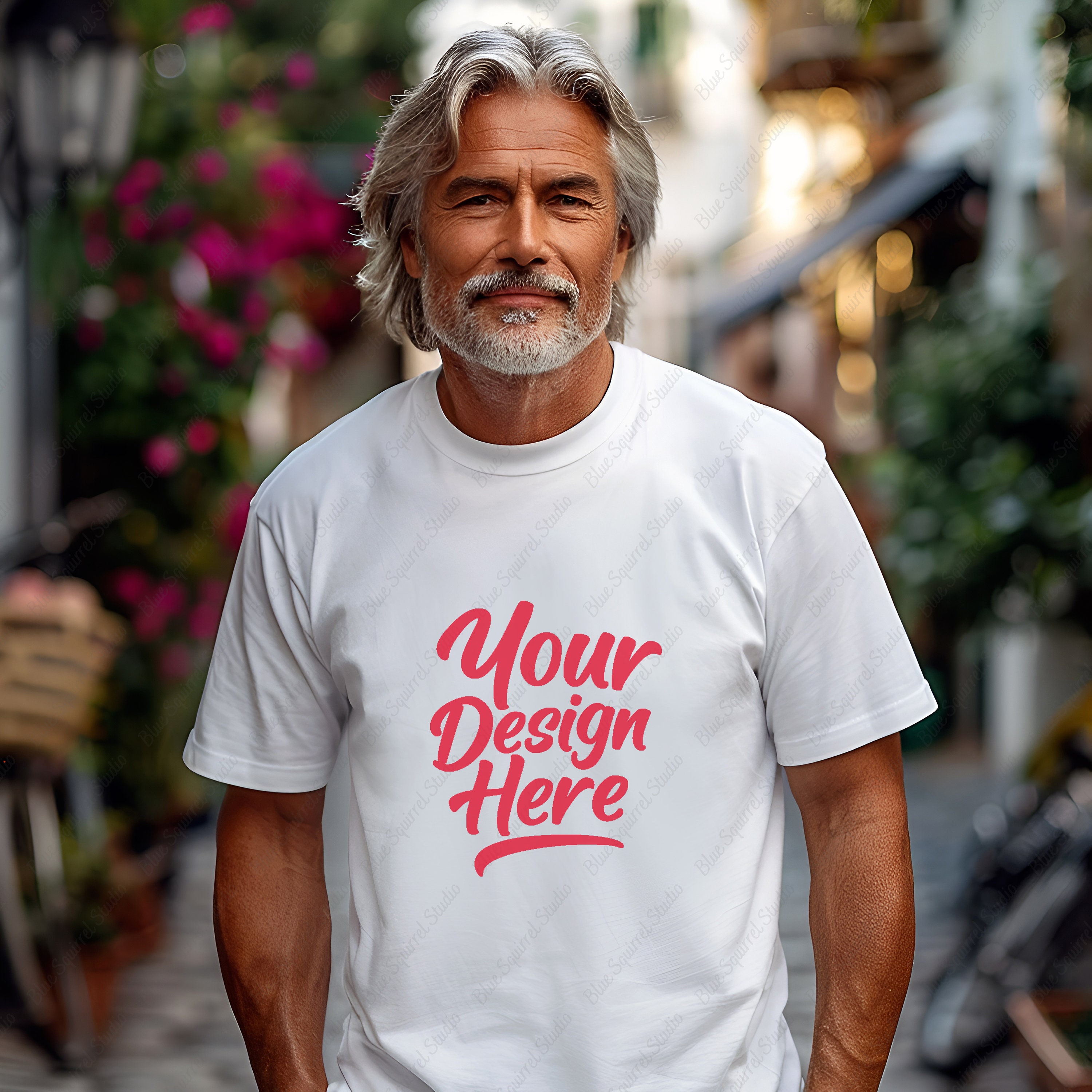 Senior Mann T-Shirt Mockup Großvater Bella Canvas 3001 Opa Weiß T-Shirt Mockup Opa Senior männlich Mockup Daddy Shirt JPG Männer T-Shirt
