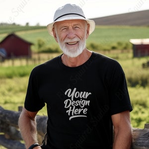 Maqueta de camiseta de hombre mayor Abuelo Negro Bella Canvas 3001 Maqueta de camiseta de abuelo Abuelo Maqueta de hombre mayor Camiseta de papá Imagen JPG Camiseta de hombre
