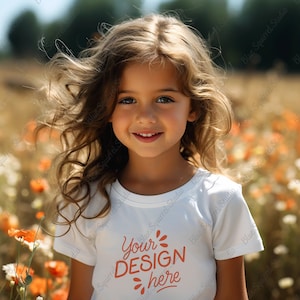 Kids Bella Canvas 3001T White T-Shirt Mockup Kids T-Shirt Mockup Girl TShirt Mockup Kids Outdoor Mockup Toddler Girl Summer Mockup