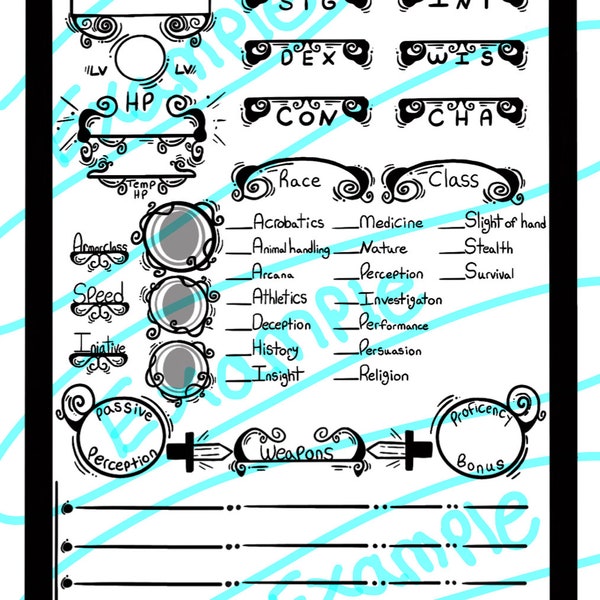 Character Sheet E5 - Etsy