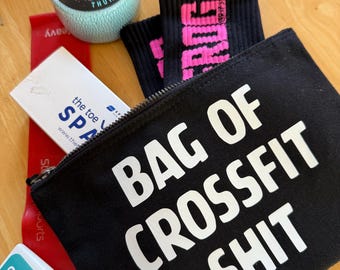 CrossFit Zahnrad Tasche: Schwarze Baumwoll Zip Beutel, WOD Gym Geschenk