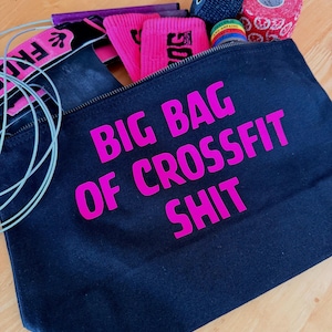 Große CrossFit-Ausrüstungstasche: Schwarze Baumwolltasche mit Reißverschluss, Geschenkidee fürs Fitnessstudio, CrossFit-Tasche
