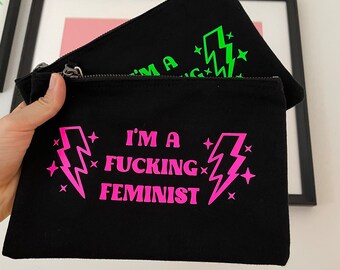 Feministyczny woreczek na zamek: neonowy organizer podróżny, zabawny prezent