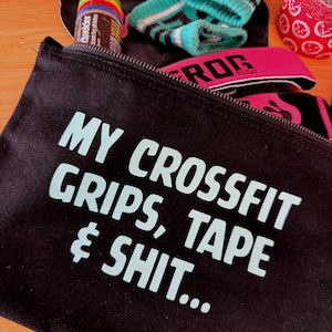 CrossFit-Ausrüstungstasche: Schwarze Baumwolltasche mit Reißverschluss, Geschenkidee fürs Fitnessstudio (WOD), CrossFit-Tasche