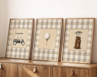 Póster de golf vintage para habitación infantil, juego de 3 pósteres de golf para pared, regalo para golfistas, lámina para cueva de hombre, decoración vintage deportiva para guardería, arte de pared de golf para sala de juegos