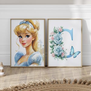 Personalized Cinderella Wall Art for Girls Room, Set of 3 Custom Cinderella Nursery Wall Art, Princess Nursery Wall Decor, Girl Bedroom Art