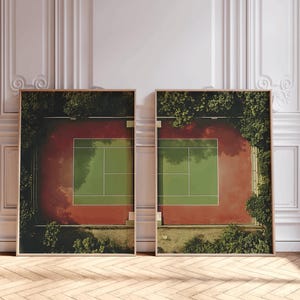 Vintage Tennis Wall Art, Set of 2 Tennis Court Prints,Retro Tennis Art, Gift for Tennis Player,College Apartment Decor, Sports Bedroom Decor