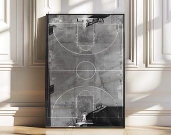 Vintage Basketball Court Wall Art, Vintage  Sports Prints, Man Cave Wall Art Decor, Hoops Art, Sports Lover&#39;s Room, teen boy room decor