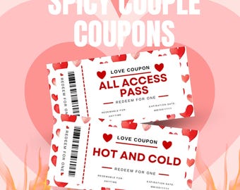 Editable Spicy Love Coupons Printabe,Love Fun and Flirty Coupons,Love Coupons for Him Love Coupons for her,Valentines Coupons Canva Template