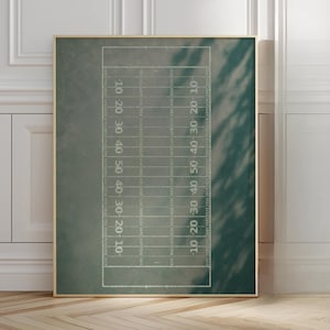 Football Field Wall Art, American Football Print, Sports Room Decor, Green Field Digital Download, Boys Bedroom Art, Modern Sports Print