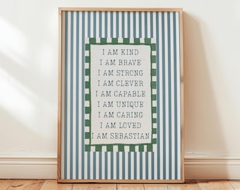 Positive Affirmations for Boys Room Decor: Personalised Nursery Decor, Playroom Inspirational Print, Twins Bedroom