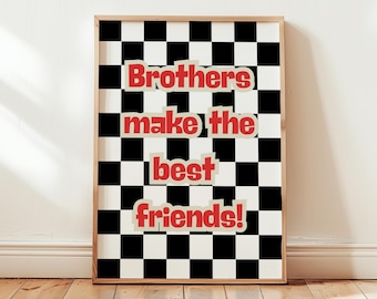 Brothers Make the Best Friends Print, Checkered Flag Nursery Decor, Boys Room Decor Printable, Race Car Theme Nursery Art, Playroom Prints
