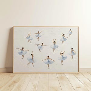 Lámina de bailarinas de ballet: ilustración minimalista, impresión de bailarinas pequeñas, descarga digital para decorar habitaciones de niñas o estudios de danza.