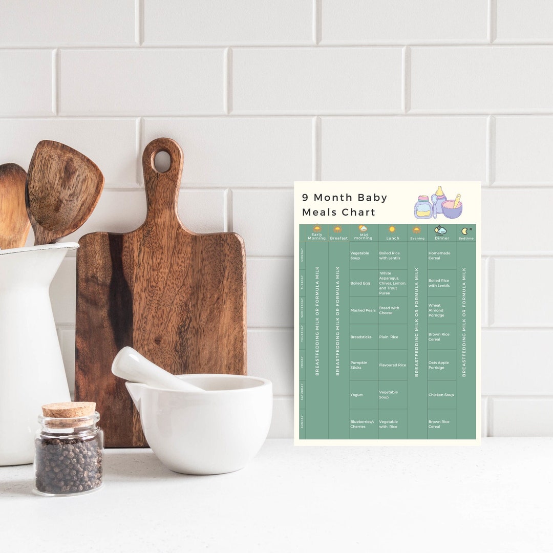 Baby First Food List, Baby's 9 Months Old Food List, Baby Food Tracker