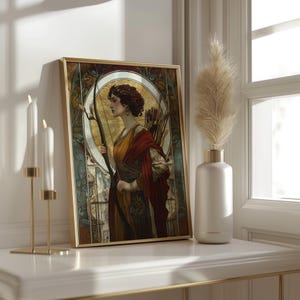 Artemis Premium Matte Poster, Greek Goddess of Hunting, Art Nouveau Print, Divine Feminine Art, Home Decor, Greek Mythology, Feminine Energy