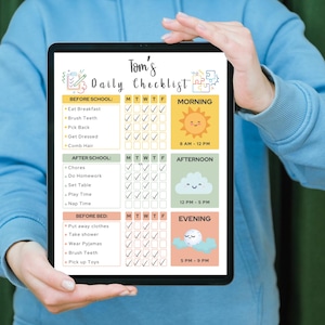 Editable Daily School Checklist, KIds Responsibility Chart, To Do List,Editable Chore Chart, Printable PDF, Daily Routine,Homeschool Planner