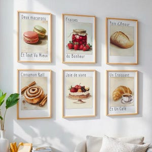 Bakery Wall Art | Set of 6 | Bakery Wall Prints | Bakery Digital Art | Dessert Wall Art | Dessert Print | Bakery Printable | Sweets Wall Art