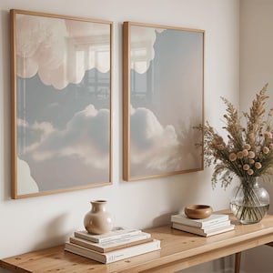 Beige Clouds Print Set: Japandi Minimalist Sky Art (Digital Download)