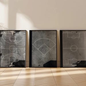 Minimalistic Sports Fields Wall Art, Football Field, Basketball Court, Soccer Field, Baseball Field,Sports Bedroom Decor,Teen Boy Room Decor