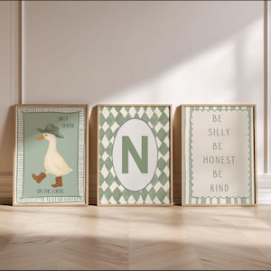 Personalized Cowboy Goose Nursery Wall Art,Be Silly Be Honest Be Kind Retro Print,Toddler Western Theme Download,Baby Boy Nursery Wall Decor