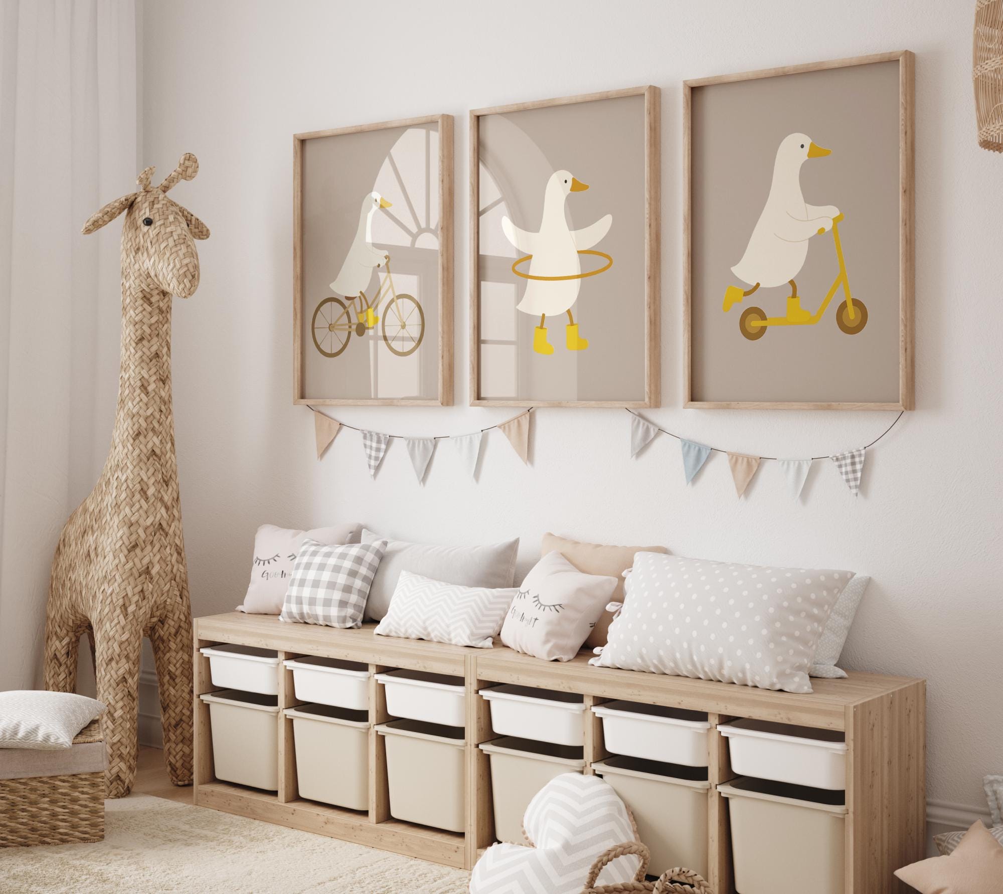 Vintage Silly Goose Nursery Wall Art, Eclectic Nursery Wall Art Set of ...
