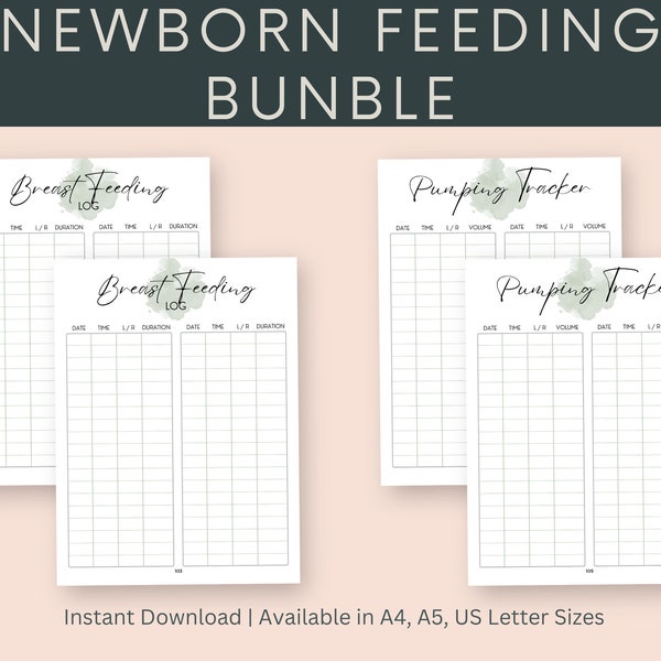 Newborn Feeding Log, Breastfeeding Log, Pumping Log, Breast Pump Log, Breastmilk Inventory Tracker, Nursing Log, Breastfeeding Journal