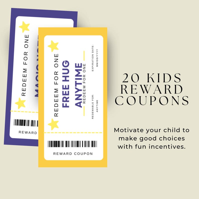 Printable Reward Coupons for Kids: Fun Behavior Incentives (digital ...