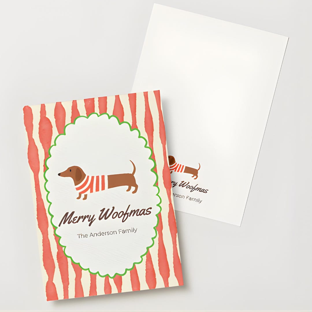 Editable Dog Christmas Card Template, Merry Woofmas Family Christmas