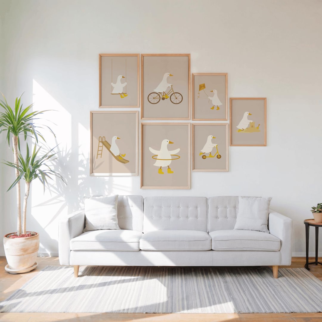 Vintage Silly Goose Nursery Wall Art, Eclectic Nursery Wall Art Set of ...