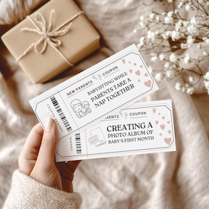 Kupon na nowe dziecko, kupony do wydrukowania dla nowych rodziców, pomysł na prezent DIY od cioci dziadków, karta podarunkowa dla dziecka, prezent na baby shower