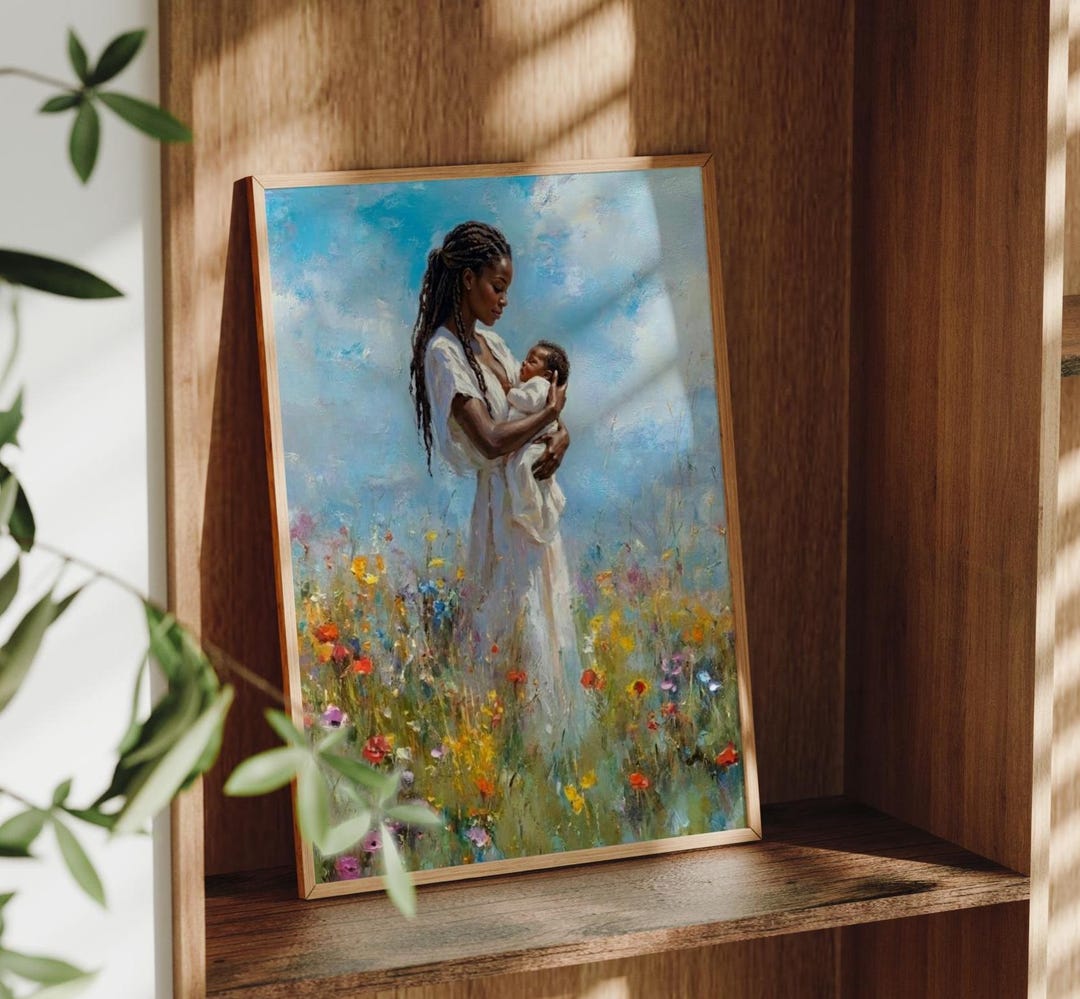 Black Mother and Baby Wall Art Printable, African American Motherhood ...