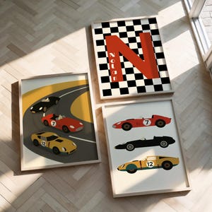 Set Of 3 Personalised Race Car Prints, Vehicle Prints, Boys Bedroom Prints, Toddler Boy Wall Art, Playroom Prints,Race Car Theme Nursery Art image 7