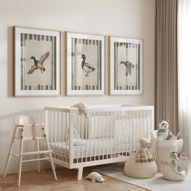 Vintage Mallard Duck Wall Art Set of 3, Mallard Nursery Wall Art, Duck ...